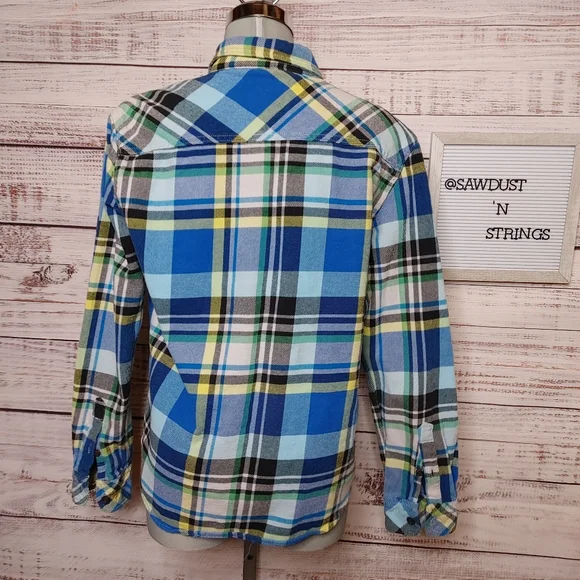 Blue plaid 💯 cotton shacket size M - Picture 4 of 9